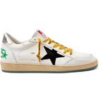 Golden Goose - Ballstar Distressed Leather and Suede Sneakers - White