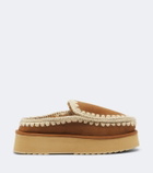 Mou Shearling-lined suede platform clogs