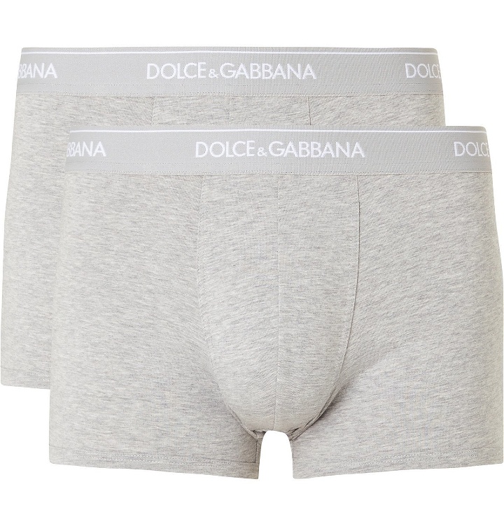 Photo: Dolce & Gabbana - Two-Pack Stretch-Cotton Boxer Briefs - Gray