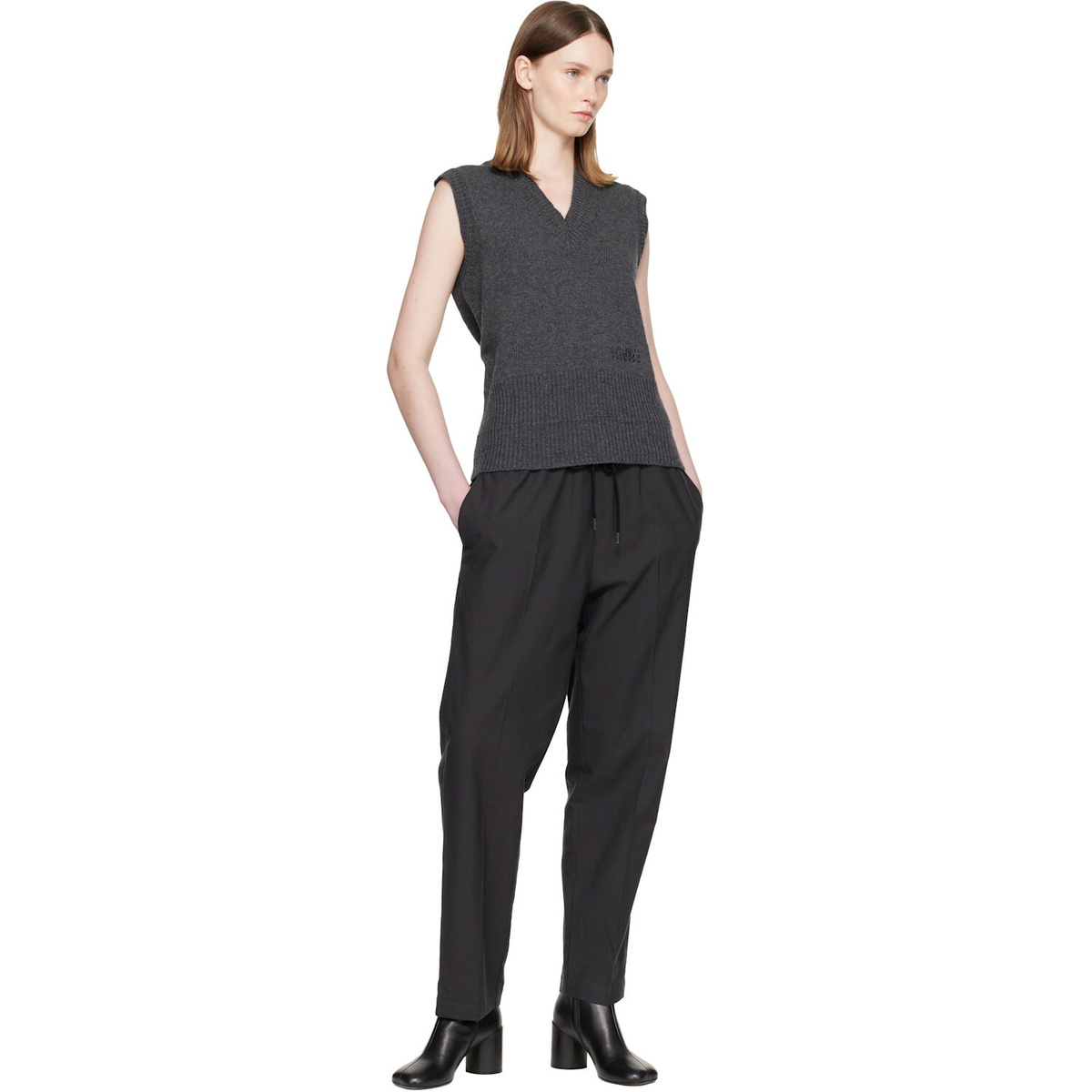 MM6 Maison Margiela Gray Merino Wool Knitted Vest