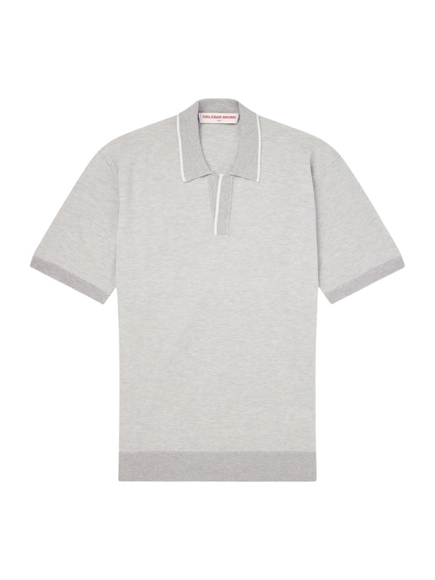 Photo: Orlebar Brown - Horton Cotton and Wool-Blend Polo Shirt - Gray