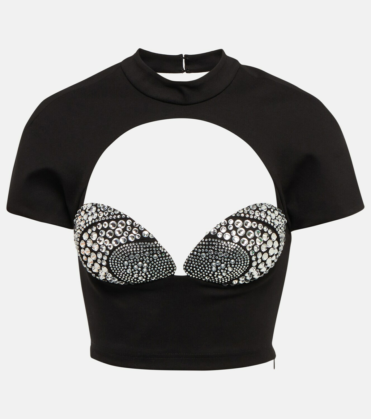 Area - Embellished cutout crop top