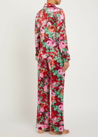 Olivia Von Halle Lila Floral-print Silk Pyjama set Red