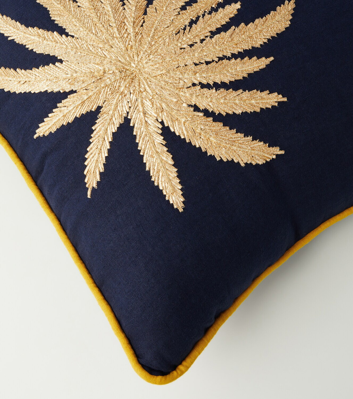 Les-Ottomans Tropical embroidered linen cushion