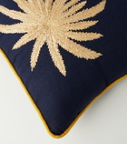 Les-Ottomans Tropical embroidered linen cushion