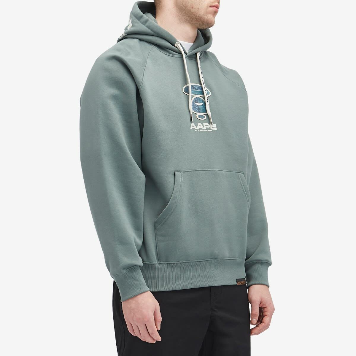 Men's AAPE Croc Chest Badge Hoody in Green (Beige)