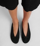 The Row Fay bow-detail cotton ballet flats