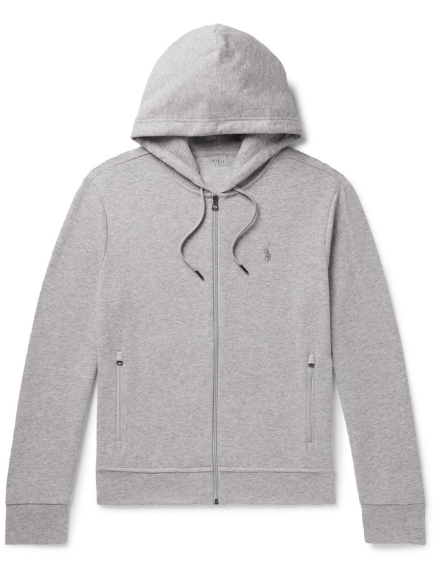 Photo: POLO RALPH LAUREN - Logo-Embroidered Cotton-Blend Jersey Zip-Up Hoodie - Gray - XS