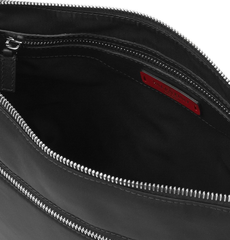 Valentino Garavani Black Leather Messenger Bag for Men