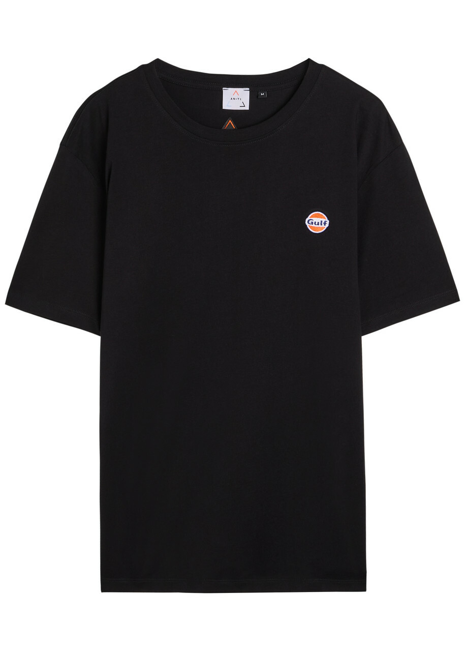 AN-Y1 Logo-embroidered Cotton T-shirt Black