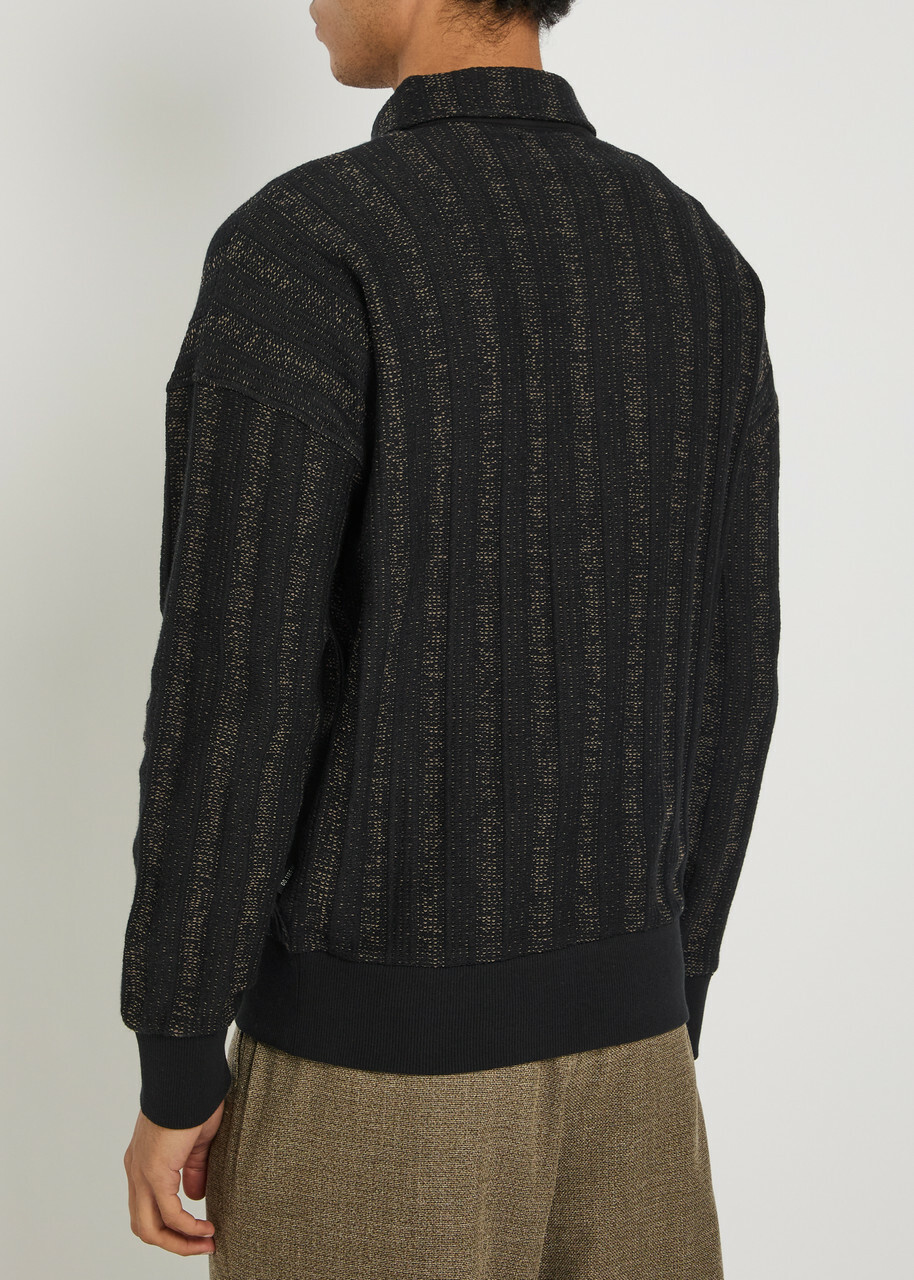 Oliver Spencer Lorimer Two-toned Cotton-blend Polo Jumper Black