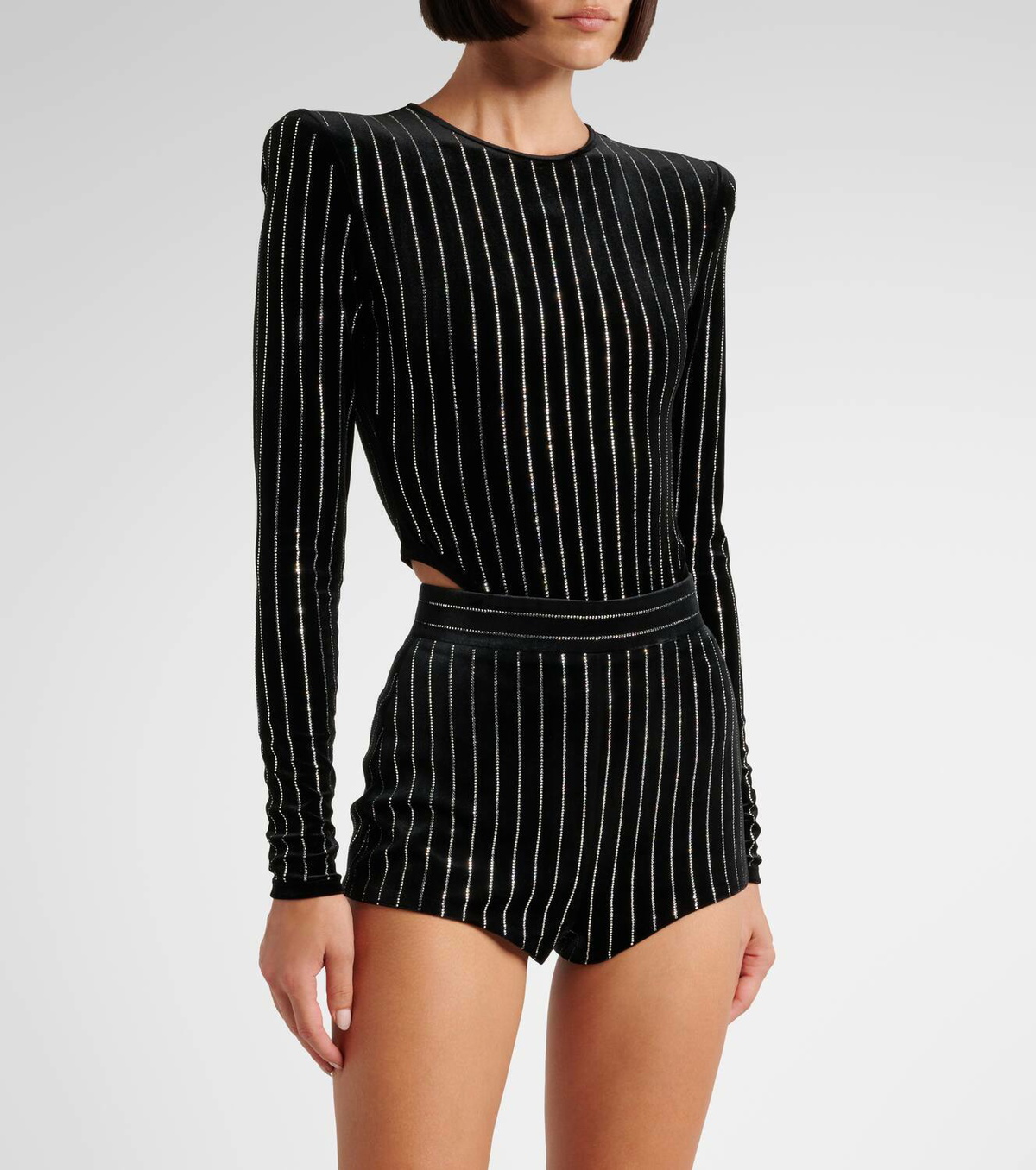 Alex Perry Crystal-embellished velvet shorts