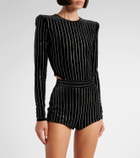 Alex Perry Crystal-embellished velvet shorts