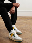 SAINT LAURENT - Lax Colour-Block Leather and Suede High-Top Sneakers - White