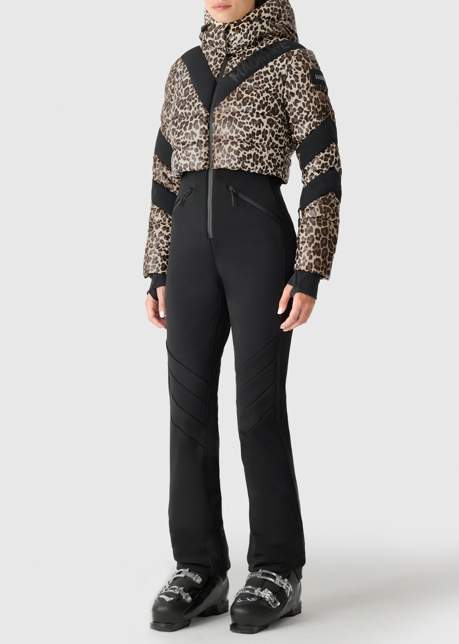Mackage Satory Cheetah-print Bonded Fleece ski Suit Brown