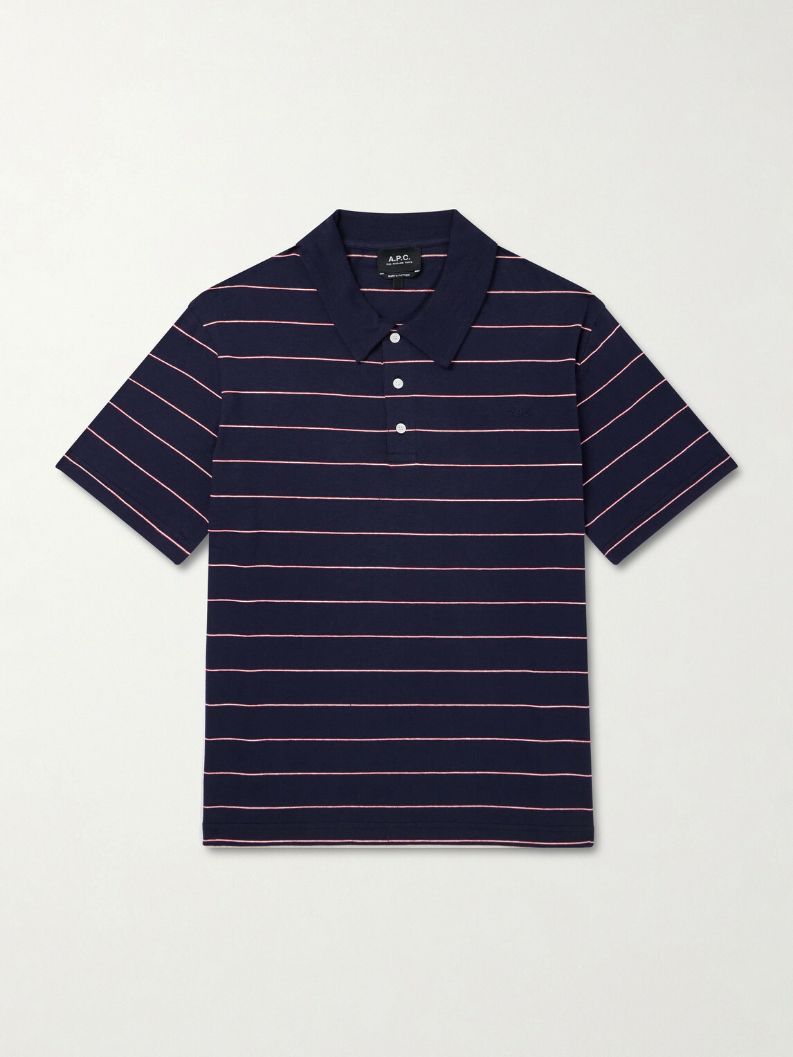 A.P.C. - Henry Striped Cotton-Blend Jersey Polo Shirt - Blue