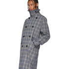 Acne Studios Beige and Blue Check Oversized Coat