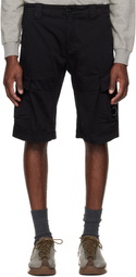 C.P. Company Black Stretch Sateen Cargo Lens Shorts