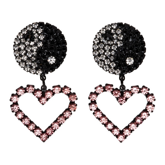 Photo: Ashley Williams Black and Pink Ying Yang Heart Clip-On Earrings