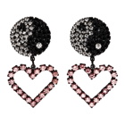 Ashley Williams Black and Pink Ying Yang Heart Clip-On Earrings