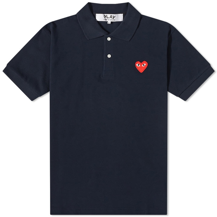 Photo: Comme des Garçons Play Men's Polo Shirt in Navy/Red