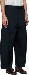 SAGE NATION Navy Box Pleat Trouser