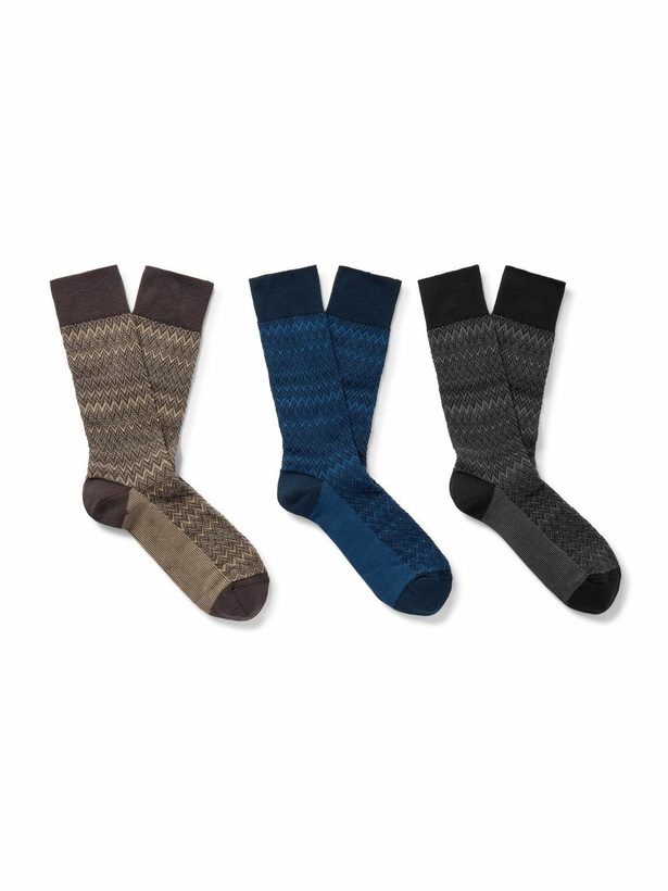 Photo: Missoni - Three-Pack Crochet-Knit Cotton-Blend Socks - Multi