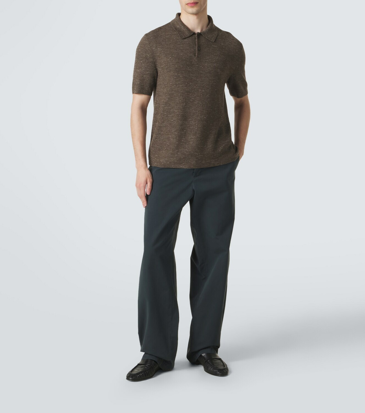 The Row Ravi silk, cashmere, and linen polo shirt