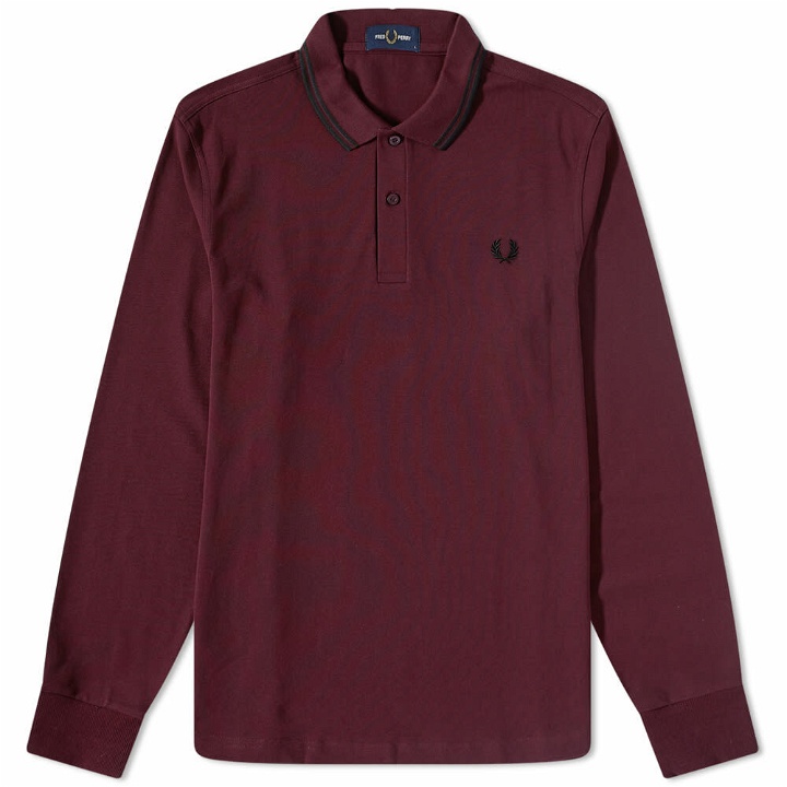 Photo: Fred Perry Authentic Men's Long Sleeve Twin Tipped Polo Shirt in Oxblood