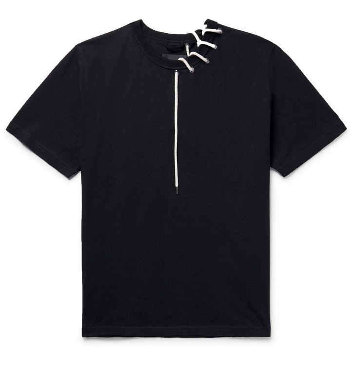 Photo: Craig Green - Lace-Detailed Mélange Bonded-Jersey T-Shirt - Black
