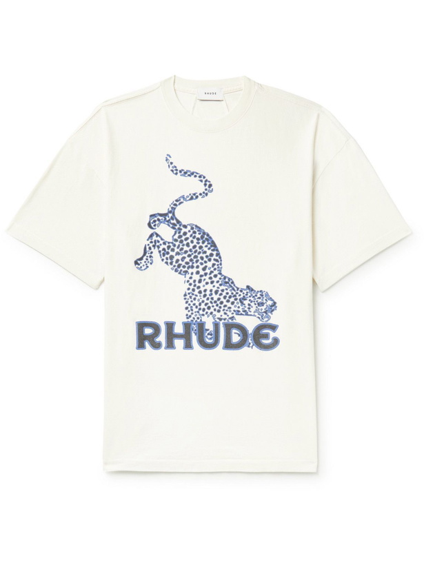 Photo: Rhude - Printed Cotton-Jersey T-Shirt - Neutrals