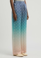 Casablanca Logo-monogrammed Dégradé Silk Trousers Blue