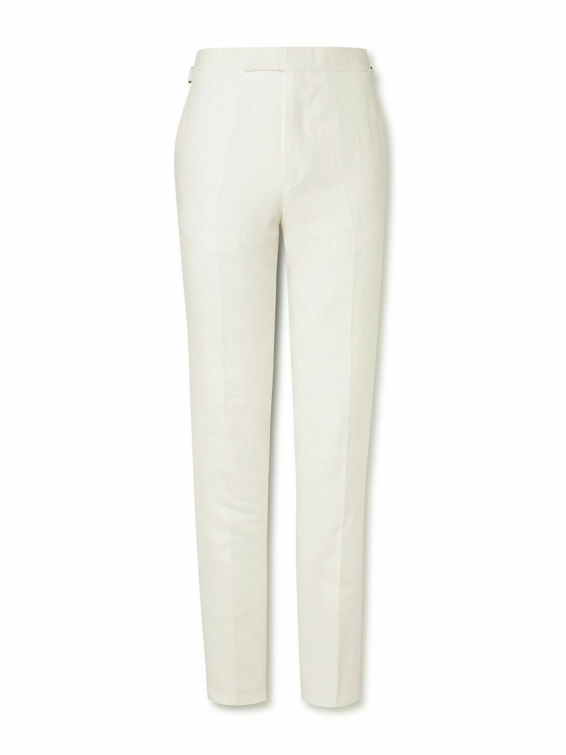 Kingsman - Herringbone Linen-Twill Tuxedo Trousers - Neutrals