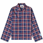 Jungles Jungles Men's Flannel Minimal Workwear Shirt Jacket in Red/Blue