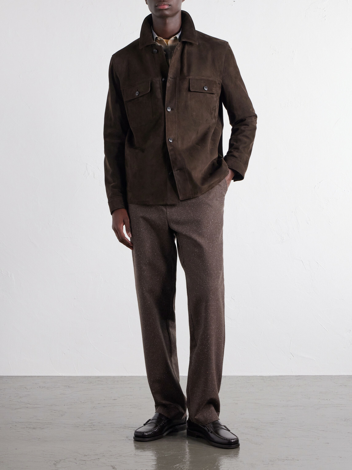 Sunspel - Suede Overshirt - Brown