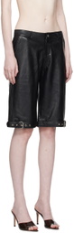 Miaou Black Clay Leather Shorts