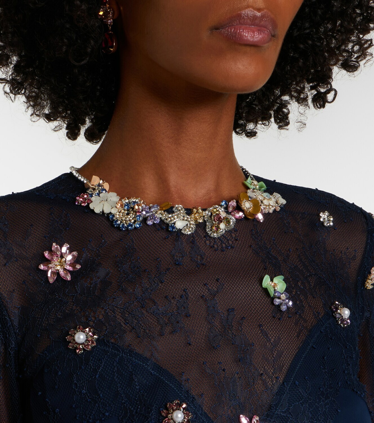 Costarellos Embellished lace-trimmed gown