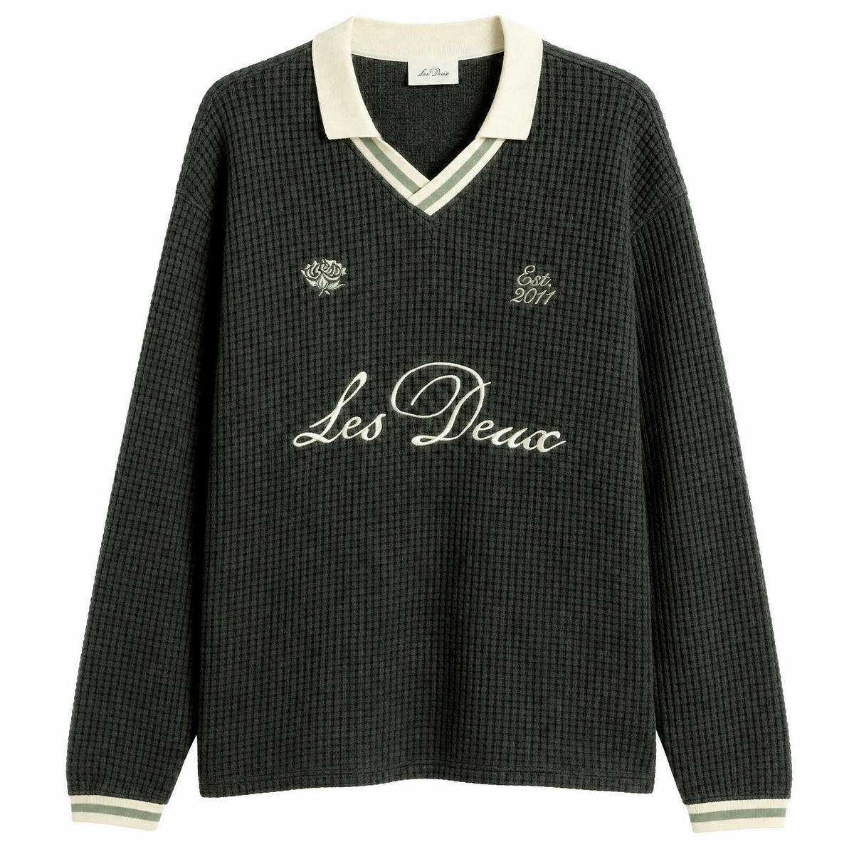 Les Deux Men's Waffle Long Sleeve Football Jersey in Rosin Green
