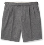 GUCCI - Wide-Leg Pleated Wool-Flannel Shorts - Gray