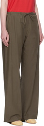 AMOMENTO Brown Stripe Banding Lounge Pants