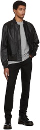 PS by Paul Smith Black Leather Bomber Jacket