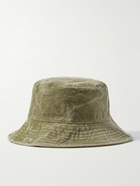 Acne Studios - Buko Leather-Trimmed Distressed Cotton-Canvas Bucket Hat - Green