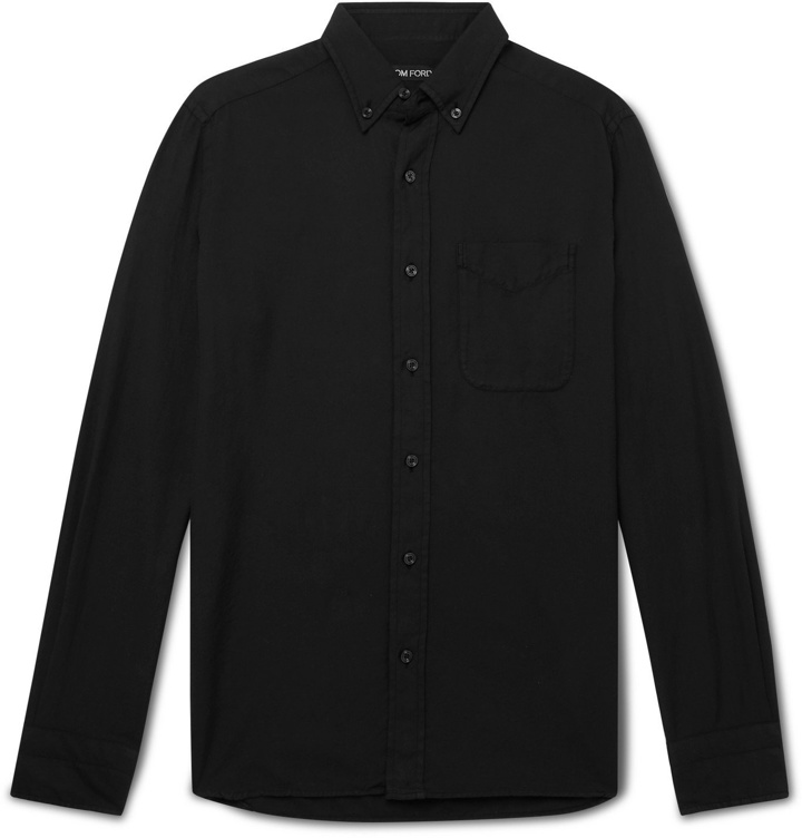 Photo: TOM FORD - Button-Down Collar Cotton and Cashmere-Blend Shirt - Black