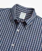 Brooks Brothers Men's Milano Slim-Fit Sport Shirt, Indigo Micro-Check | Blue