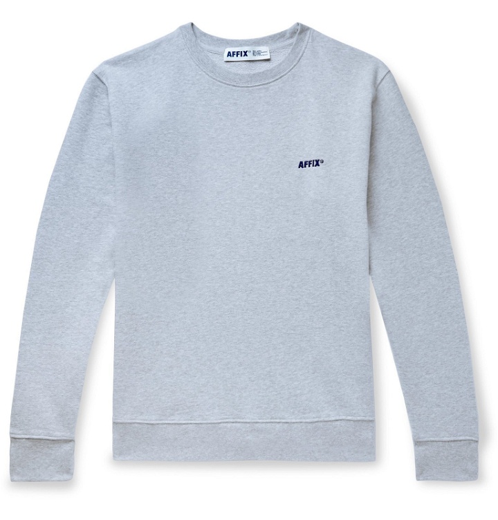 Photo: AFFIX - Logo-Embroidered Mélange Loopback Cotton-Jersey Sweatshirt - Gray