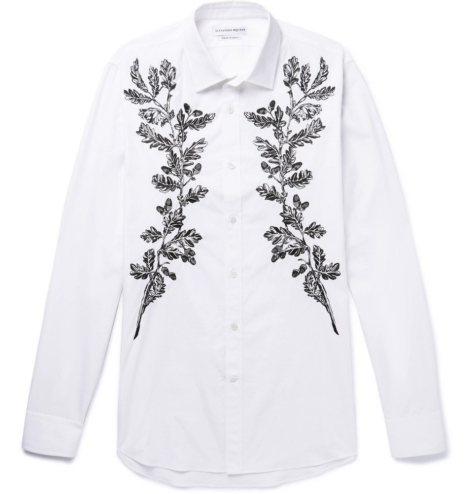 Alexander McQueen - Embroidered Cotton-Poplin Shirt - White Alexander ...