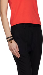 McQueen Black Hammered Studs Double-Wrap Bracelet