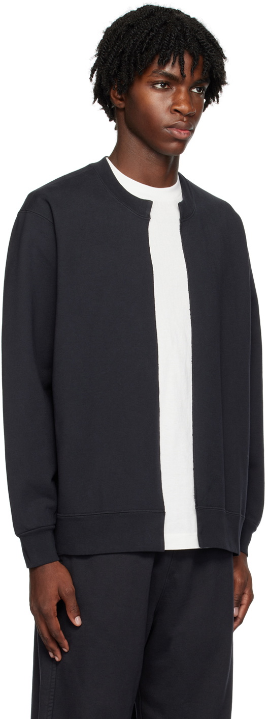 lady white co. split crew cardigan 黒 Lady White Co. Split Crewneck Cardigan Tire Black - Made in
