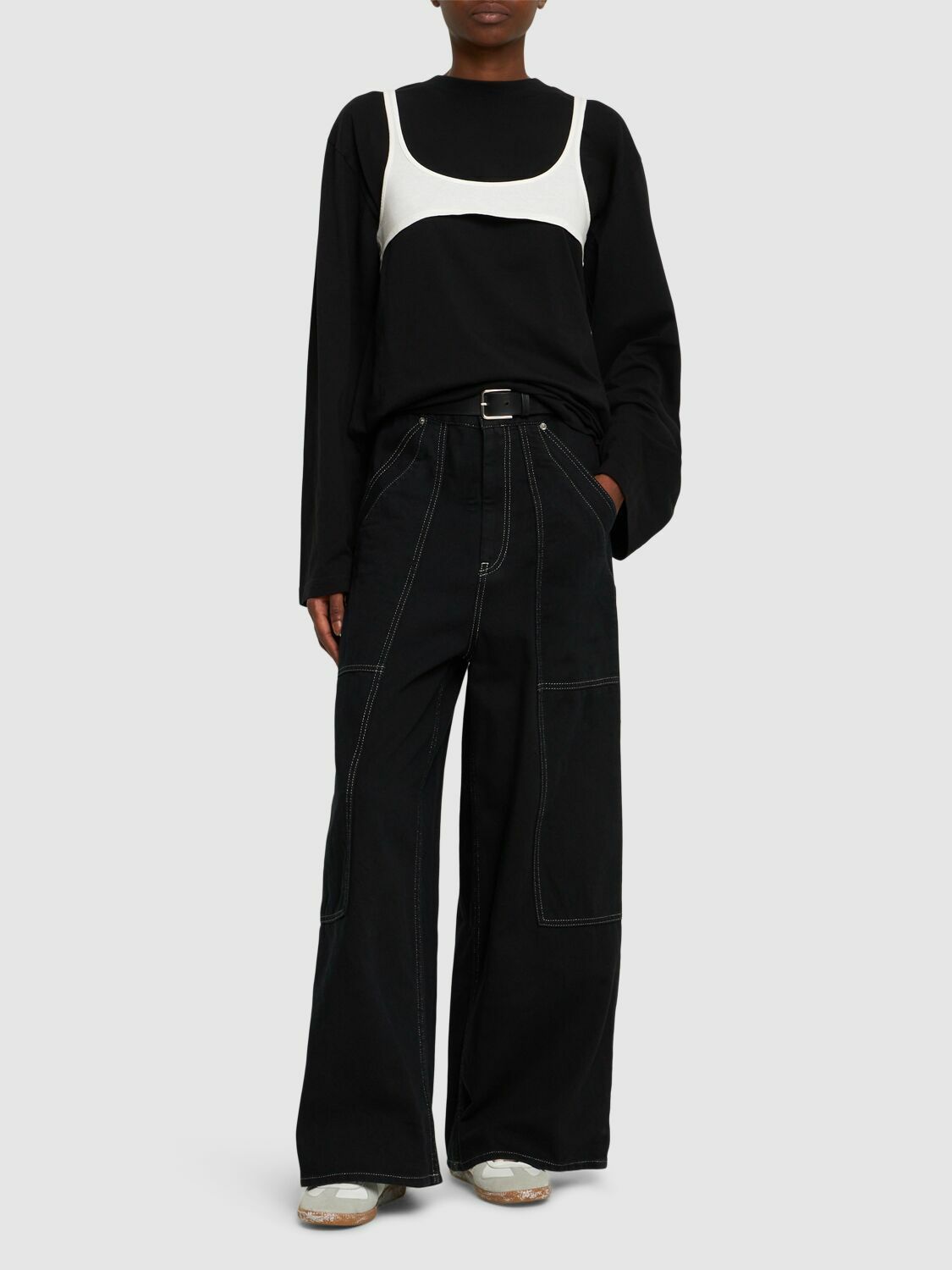 【MM6】asymmetry wideleg 5pockets jeans MM6 MAISON MARGIELA - Wide Leg 5-pocket Denim Jeans MM6 Maison