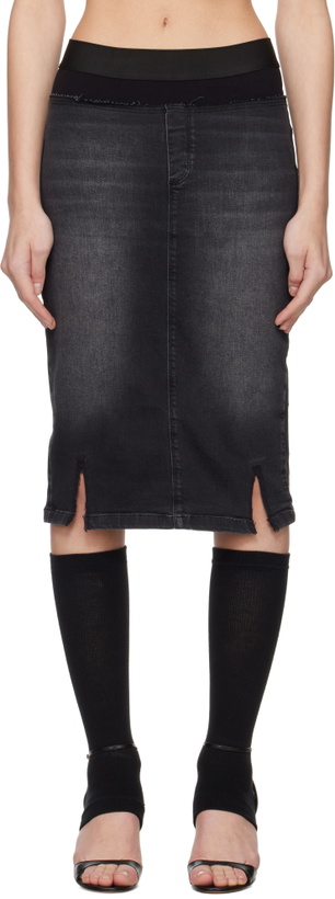 Photo: Prototypes Black Waistband Pencil Denim Midi Skirt